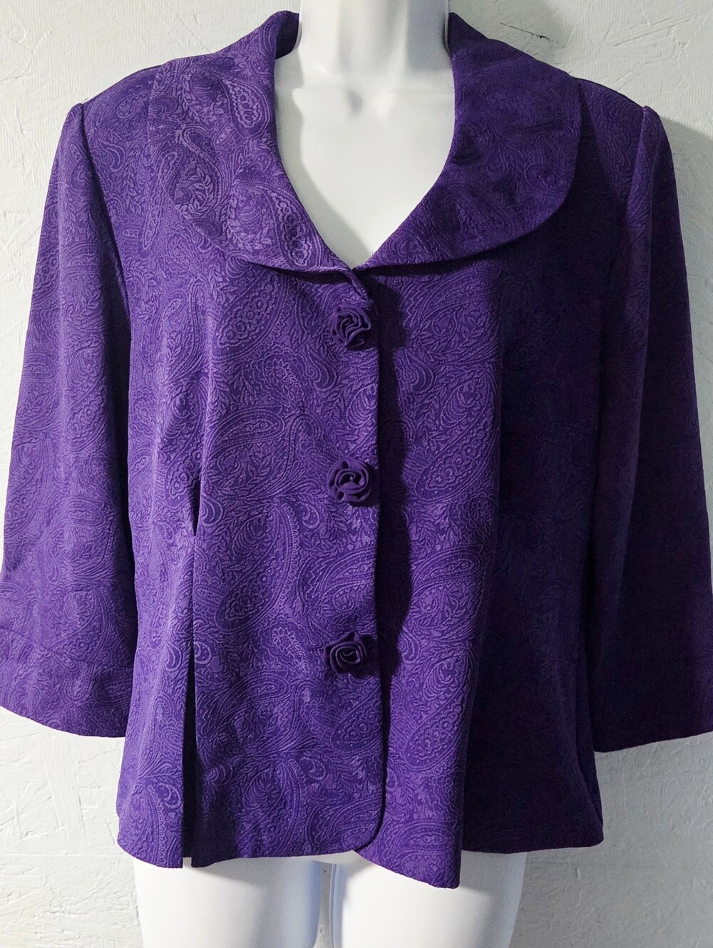 Vintage 90s Sag Harbor Purple Jacquard Blazer - Size 12